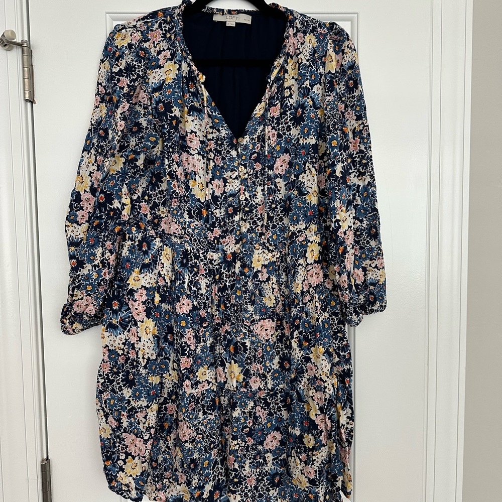 LOFT Floral Print Women's Tiered Dress LP